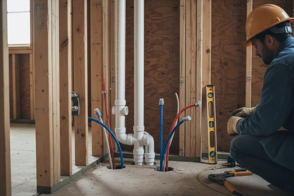 Drain and supply rough-in during Drain Cleaning in Cades